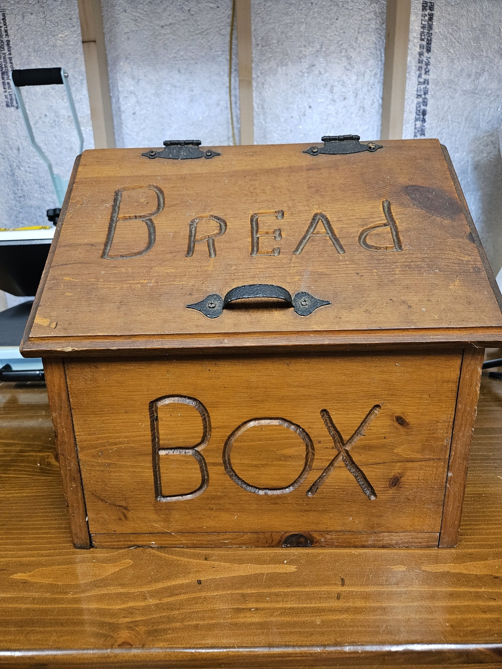 Vintage Wooden Bread Box - Rustic Brown Kitchen Storage